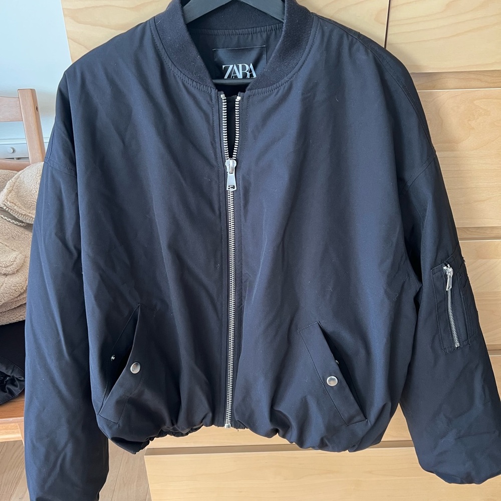 Zara Black Bomber Jacket